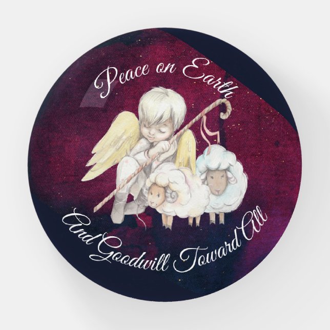 Peace on Earth and Goodwill Toward All Shepherd Paperweight (Front)