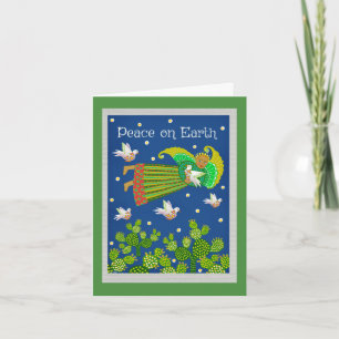 Peace on Earth Angel and Doves Greeting Card