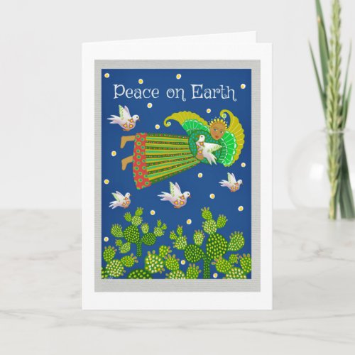 Peace on Earth Angel and Doves Greeting Card