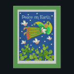 Peace on Earth Angel and Doves Greeting Card<br><div class="desc">Folk Art Angel and white doves fly over a field of prickly pear in search of a peaceful holiday season. Peace on Earth is a wonderful message for Christmas,  Hanukkah,  or other holidays you wish to celebrate.</div>