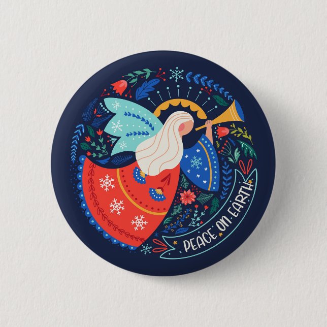 Peace on Earth Angel Design Button (Front)
