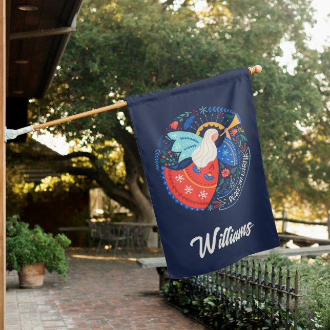 Peace on Earth Angel Design House Flag (In SItu)