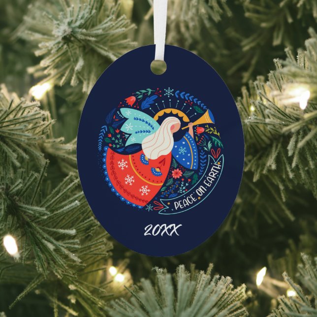 Peace on Earth Angel Design Metal Ornament (Insitu)