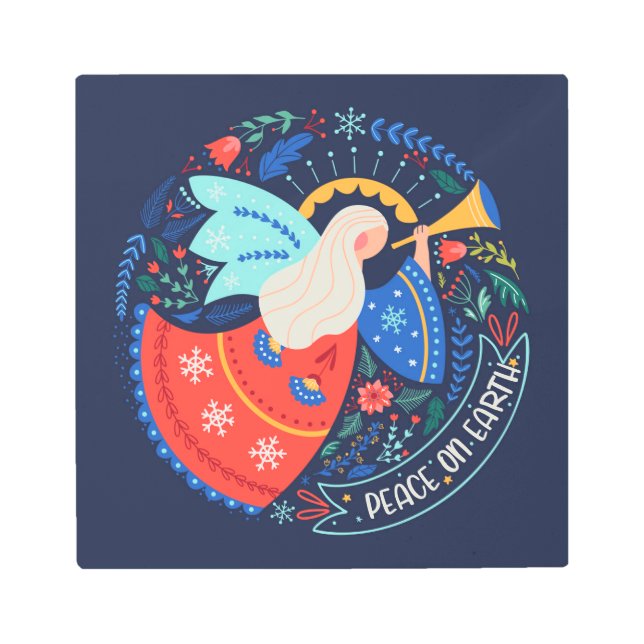 Peace on Earth Angel Design Metal Print (Front)