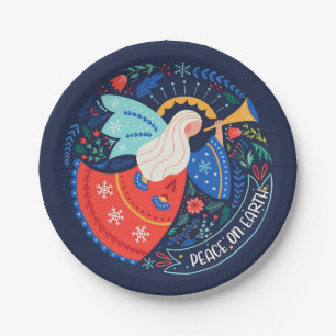 Peace on Earth Angel Design Paper Plates