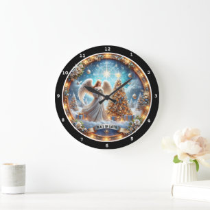Peace on Earth Angel" - Heavenly Christmas Large Clock