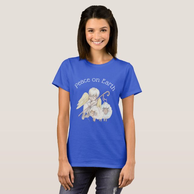 Peace on Earth Angel Shepherd & Lambs T-Shirt (Front Full)