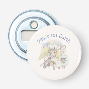 Peace on Earth Angel Shepherd with Lambs Bottle Opener