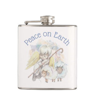 Peace on Earth Angel Shepherd with Lambs Flask