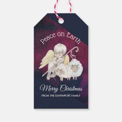 Peace on Earth Angel Shepherd with Lambs Gift Tags