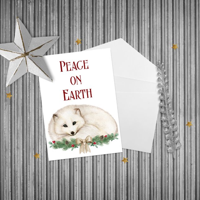 Peace on Earth Artic Fox Holiday   Postcard (Creator Uploaded)