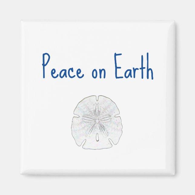 Peace on Earth Beach Sand Dollar Christmas Magnet (Front)