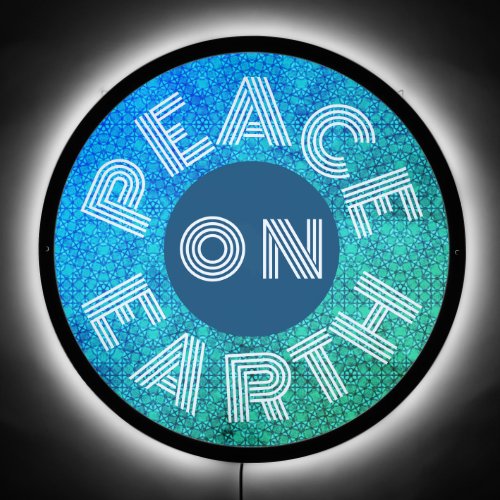 Peace On Earth Blue Green Modern LED Sign
