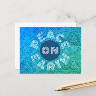 Peace On Earth Blue Green Pattern