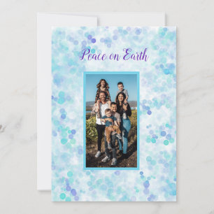 Peace on Earth Blue Violet Personalized Holiday C Card