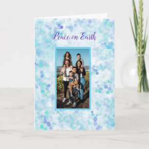 Peace on Earth Blue Violet Personalized Holiday  Card