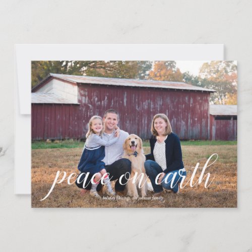 Peace on Earth Calligraphy Holiday Photo Card