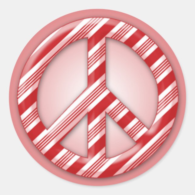 Peace on Earth Candy Cane Classic Round Sticker (Front)