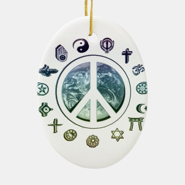 Peace on Earth Ceramic Ornament (Back)