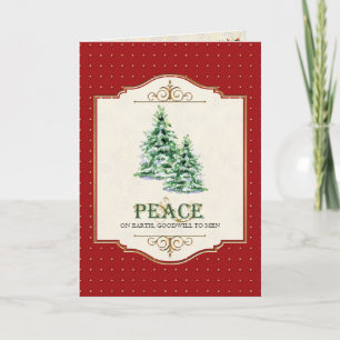 Peace on Earth Christian Christmas Tree Greeting Holiday Card