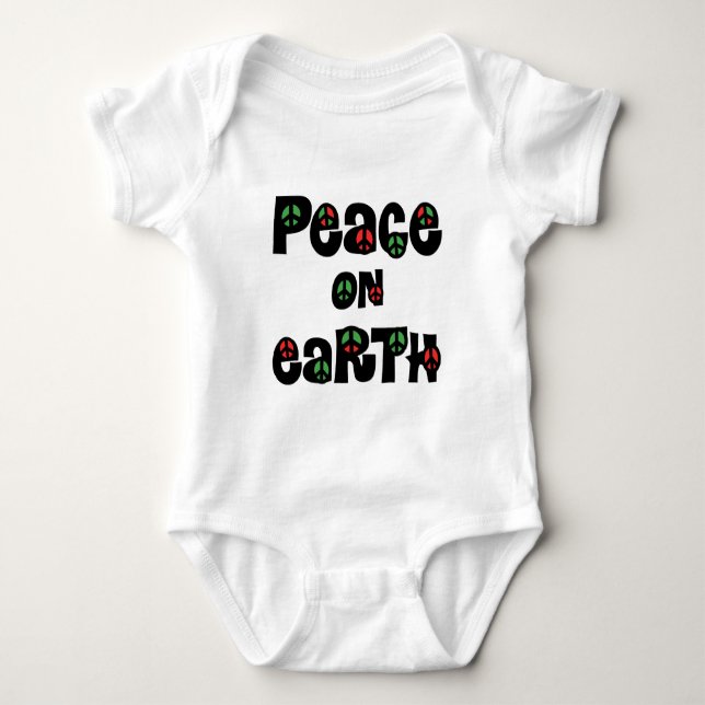 Peace On Earth Christmas Baby Bodysuit (Front)