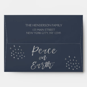 Peace on Earth Christmas Blue and Silver Foil Envelope