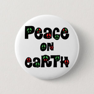 Peace On Earth Christmas Button