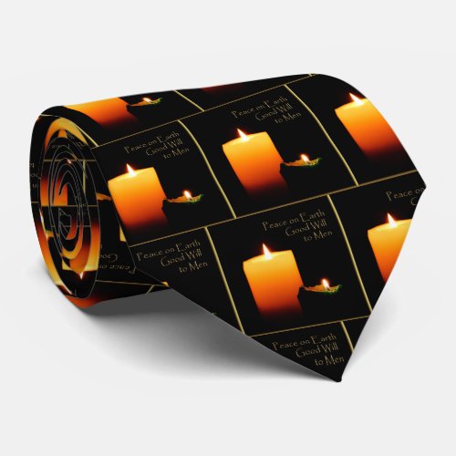 Peace on Earth Christmas Candles Mens Tie