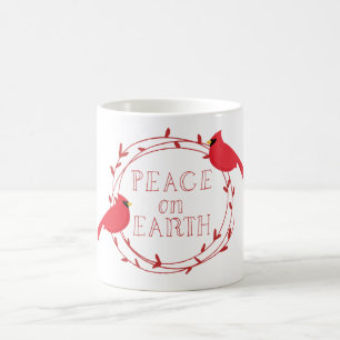 Peace on Earth Christmas Cardinals Coffee Mug