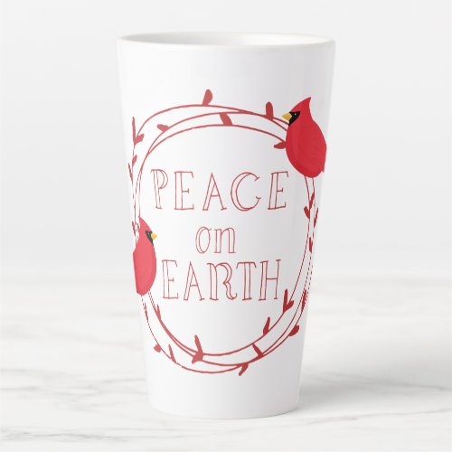 Peace on Earth Christmas Cardinals Latte Mug