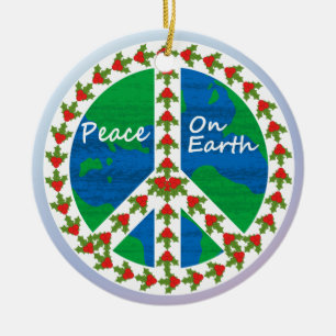 Peace on Earth Christmas Ceramic Ornament