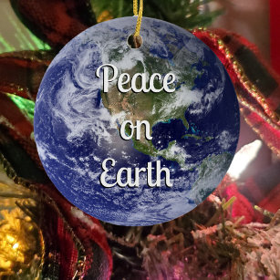 Peace on Earth   Christmas Ceramic Ornament