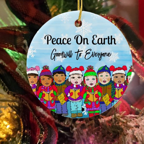 Peace on Earth  Christmas     Ceramic Ornament