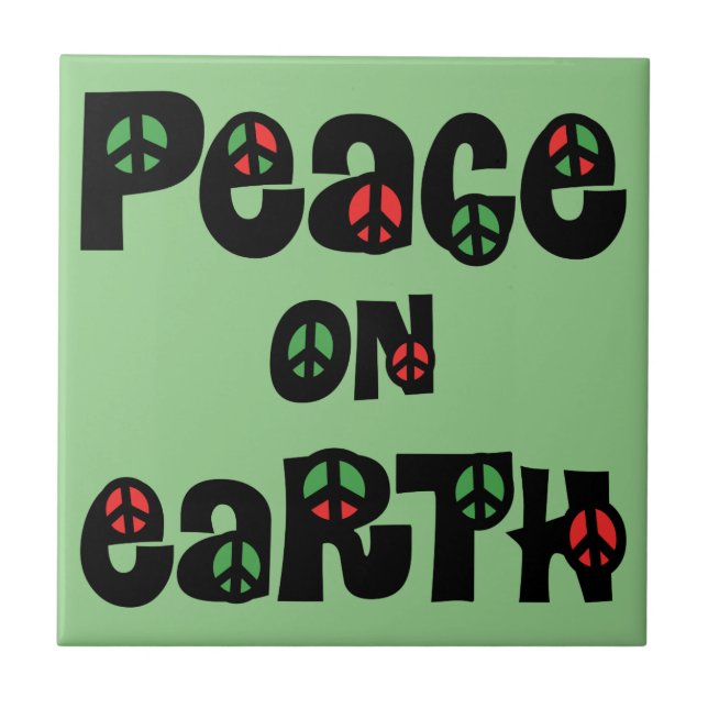 Peace On Earth Christmas Ceramic Tile (Front)