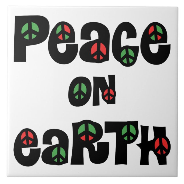 Peace On Earth Christmas Ceramic Tile (Front)