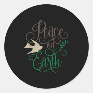 Peace On Earth Christmas Classic Round Sticker