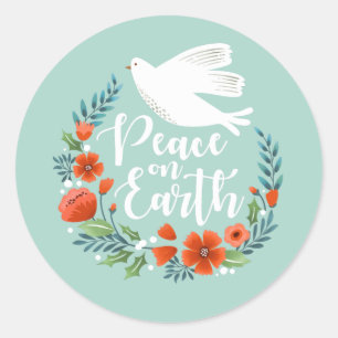 Peace on Earth Christmas Classic Round Sticker