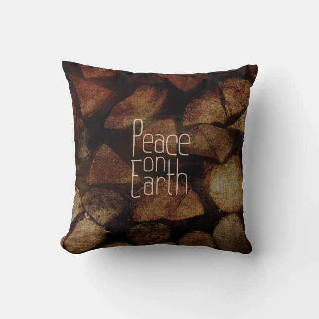 Peace On Earth Christmas Design Throw Pillow (Front)