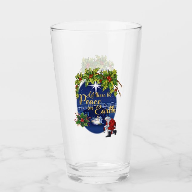 Peace On Earth Christmas Drinking Glass (Front)