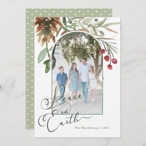 Peace on Earth Christmas Greenery Photo Card