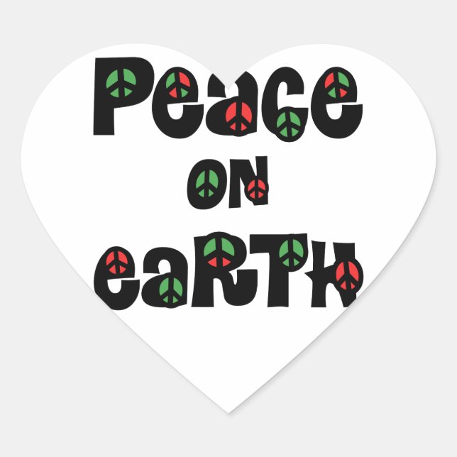 Peace On Earth Christmas Heart Sticker (Front)