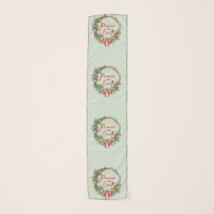 Peace on Earth Christmas Holiday Wreath Scarf