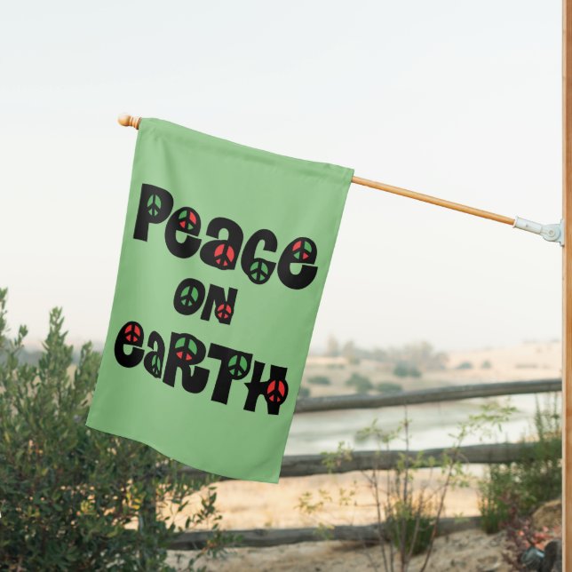 Peace On Earth Christmas House Flag (Insitu (Back))