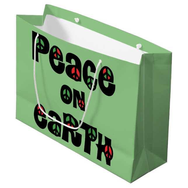 Peace On Earth Christmas Large Gift Bag (Front Angled)