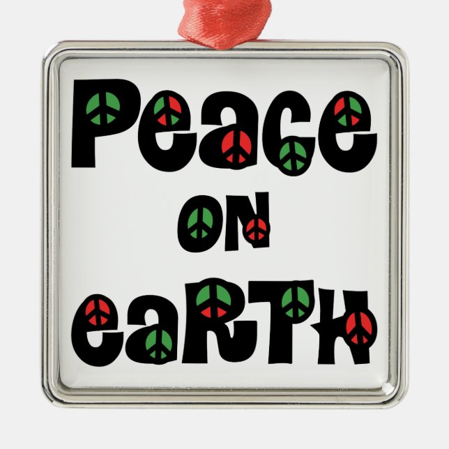 Peace On Earth Christmas Metal Ornament (Front)