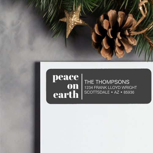 Peace On Earth Christmas Minimalist Return Address Label