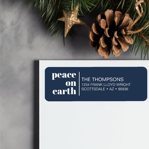 Peace On Earth Christmas Minimalist Return Address Label