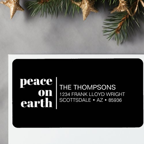 Peace On Earth Christmas Minimalist Return Address Label