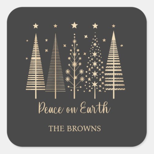 Peace on Earth Christmas Minimalist Square Sticker