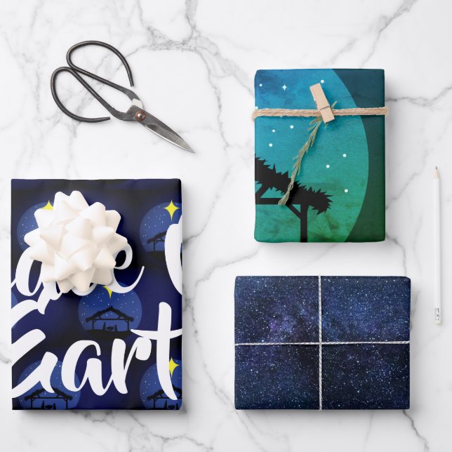 Peace On Earth Christmas Nativity  Wrapping Paper Sheets (Front)